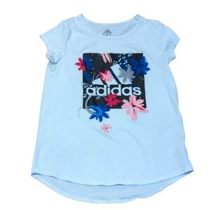 Adidas  Girls White Floral T-Shirt